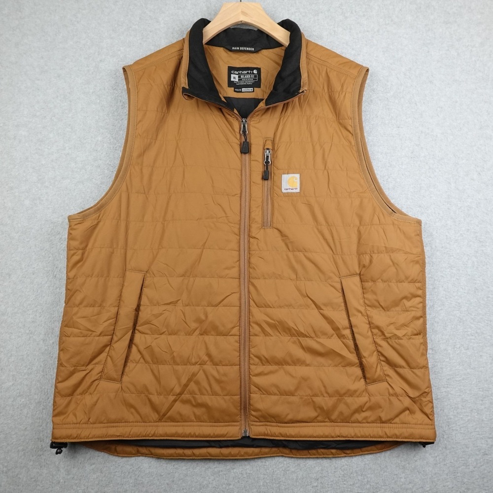 Carhartt Rain Defender Vest Mens XL Brown Lightweight Insulated OV2286-M Quilted